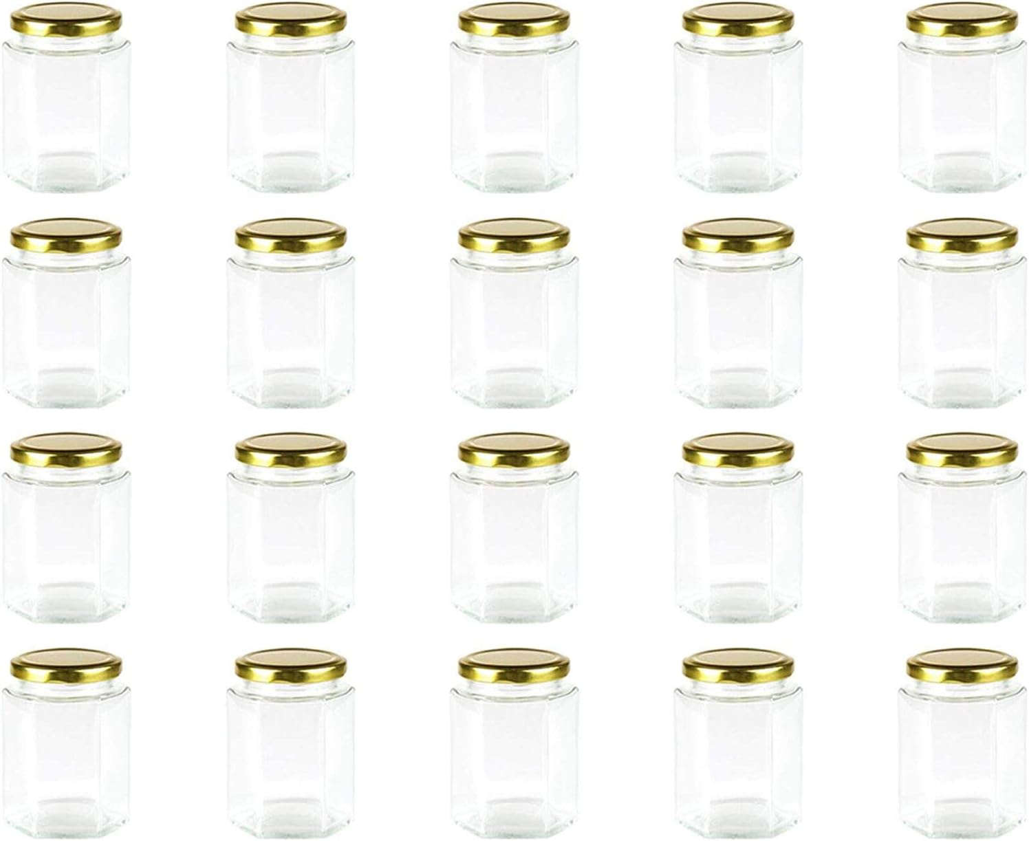 10 oz Hexagon Honey Jars with Gold Lids